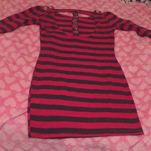 Red an gray dress